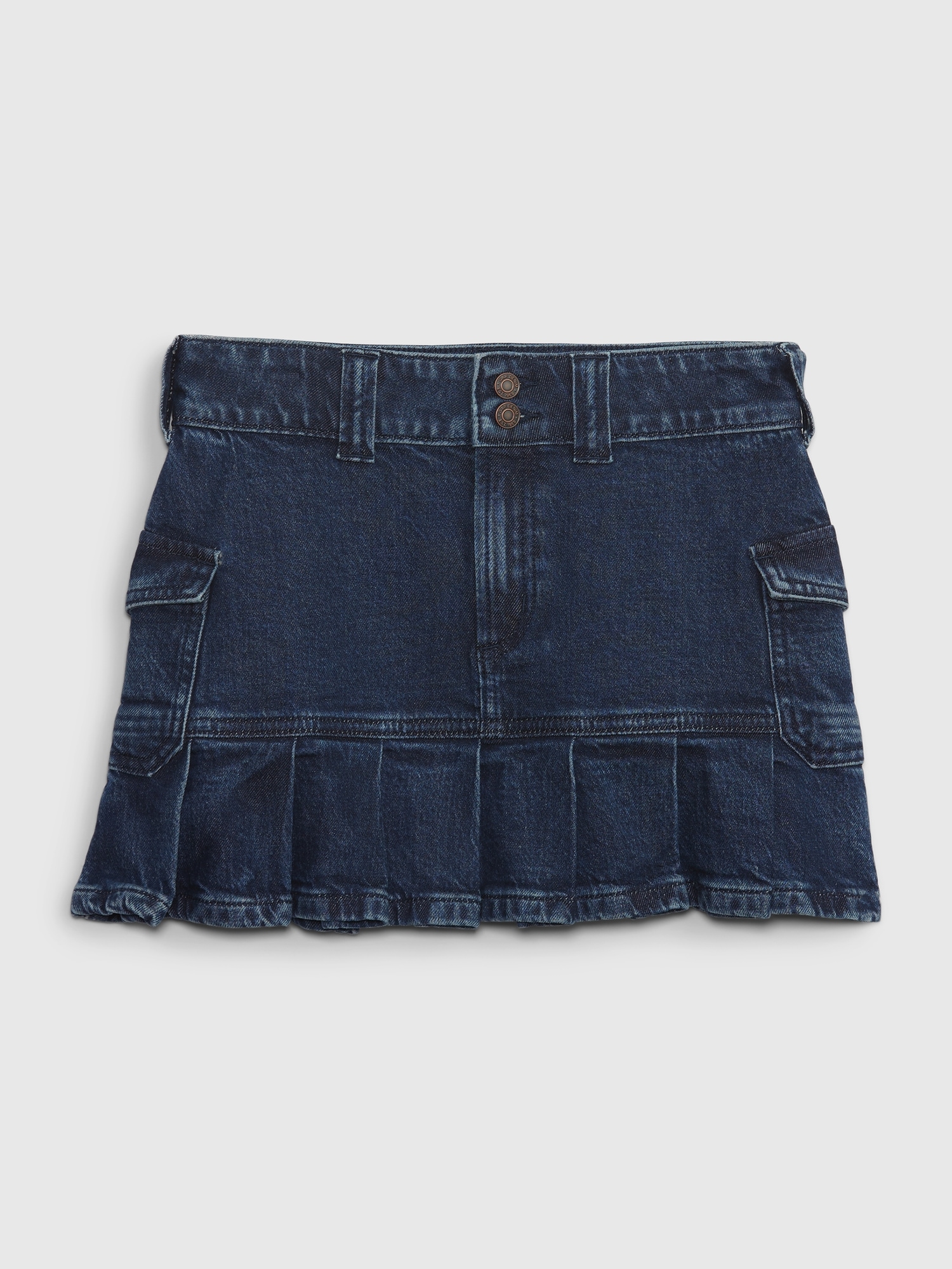 Kids Organic Cotton Pleated Denim Cargo Skirt | Gap