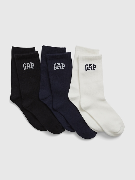 1 of 8 showing, with the color multi of product Kids Gap Arch Logo Crew Socks (3-Pack)