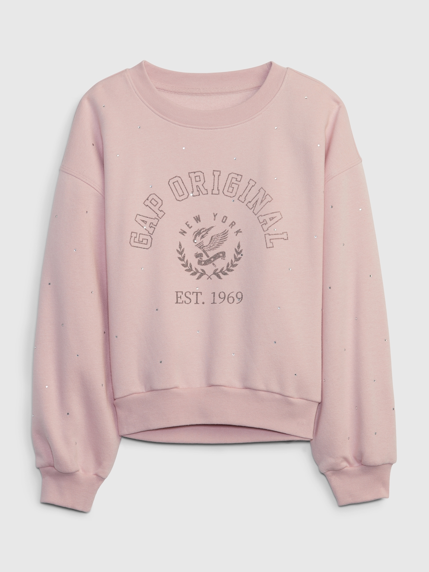 Kids Cropped Rhinestone Logo Sweatshirt | Gap Kids Cropped Rhinestone Logo Sweatshirt | Gap