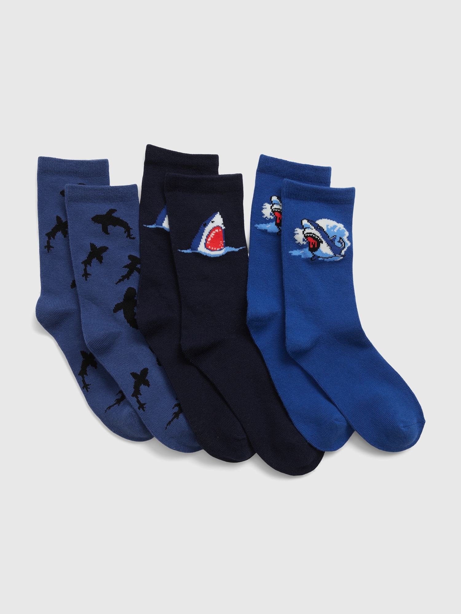 Kids Shark Crew Socks (3-Pack)