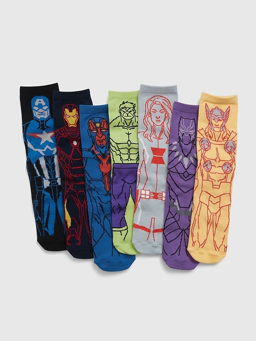 1 of 8 showing, with the color multi of product GapKids &#124 Marvel Avengers Crew Socks (7-Pack)
