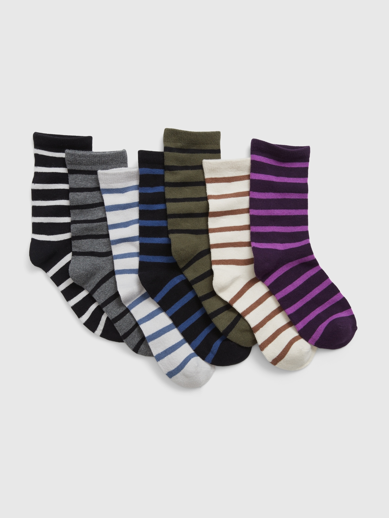 Kids Stripe Crew Socks (7Pack) Gap