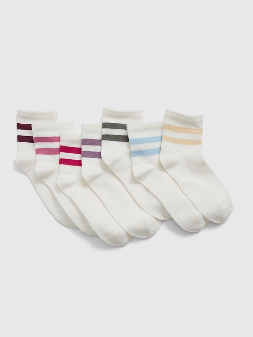 1 of 8 showing, with the color multi of product Kids Cotton Quarter  Crew Socks (7-Pack)
