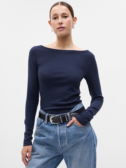 Image number 1 showing, Modern Boatneck T-Shirt