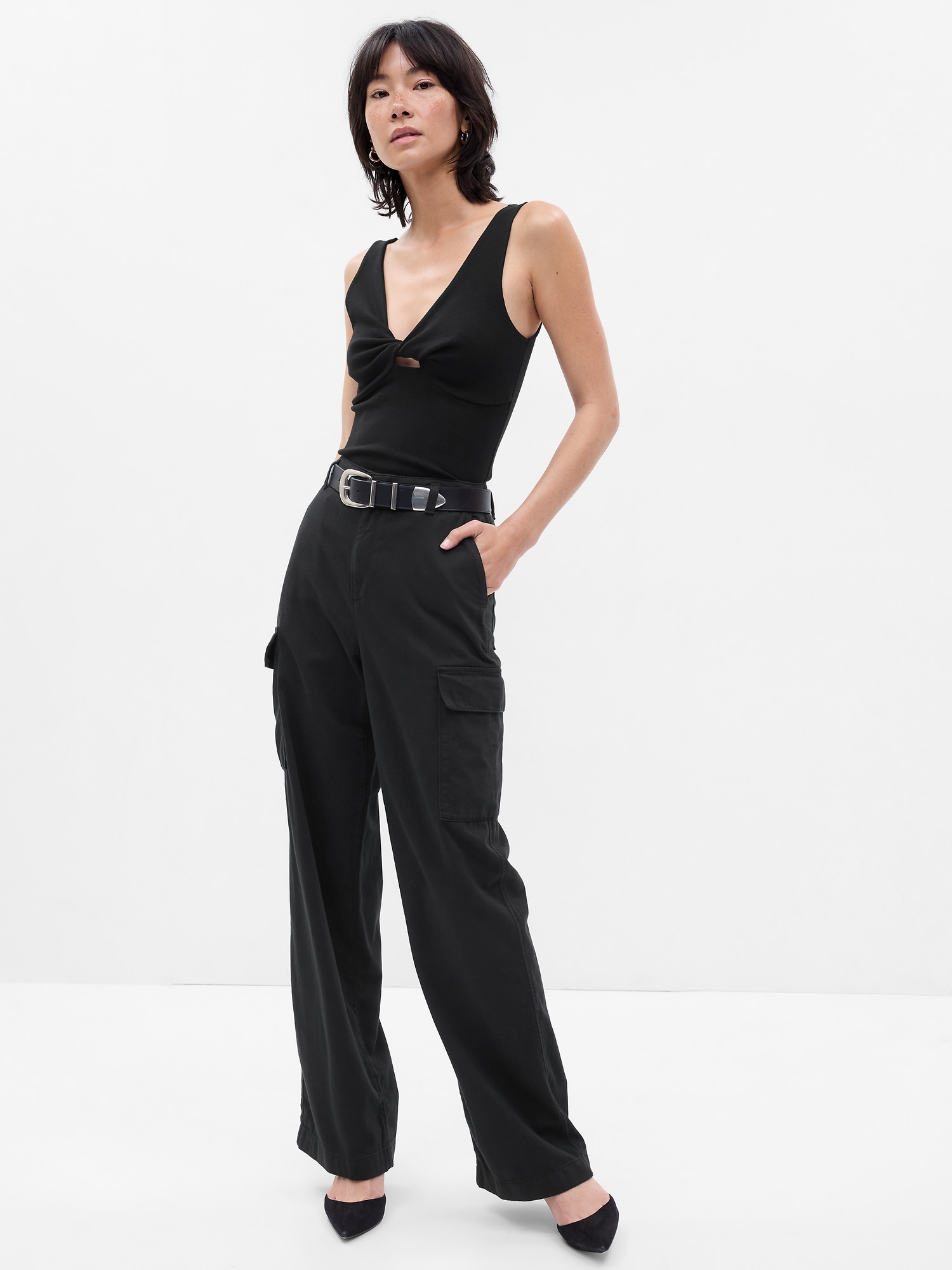 Mid Rise Twill Loose Cargo Pants | Gap