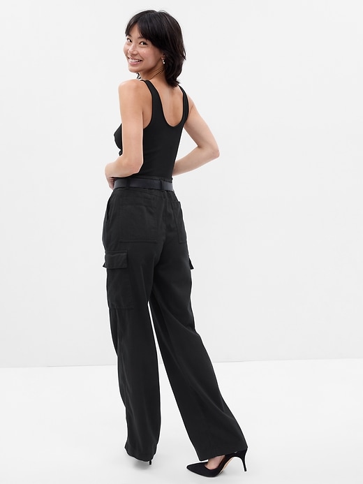 Image number 2 showing, Mid Rise Twill Loose Cargo Pants