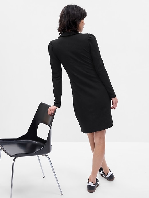 2 of 8 showing, with the color black of product Rib Polo Mini Dress