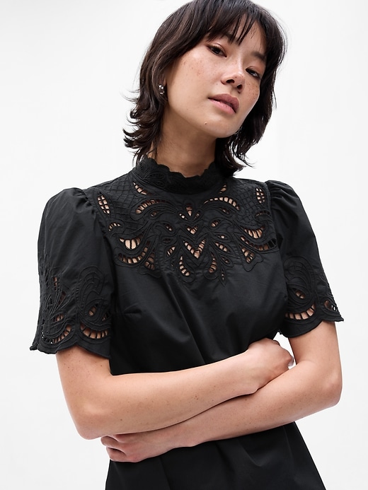 knee length dresses for ladies Loveshackfancy Caletta Floral Embroidered Lace Long Sleeve Mini Dress