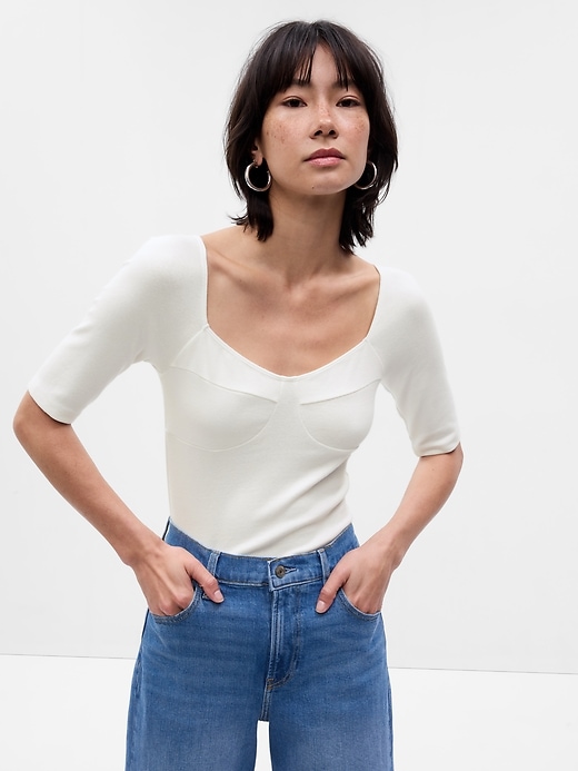 1 of 8 showing, with the color new off white of product Modern Sweetheart Corset T-Shirt
