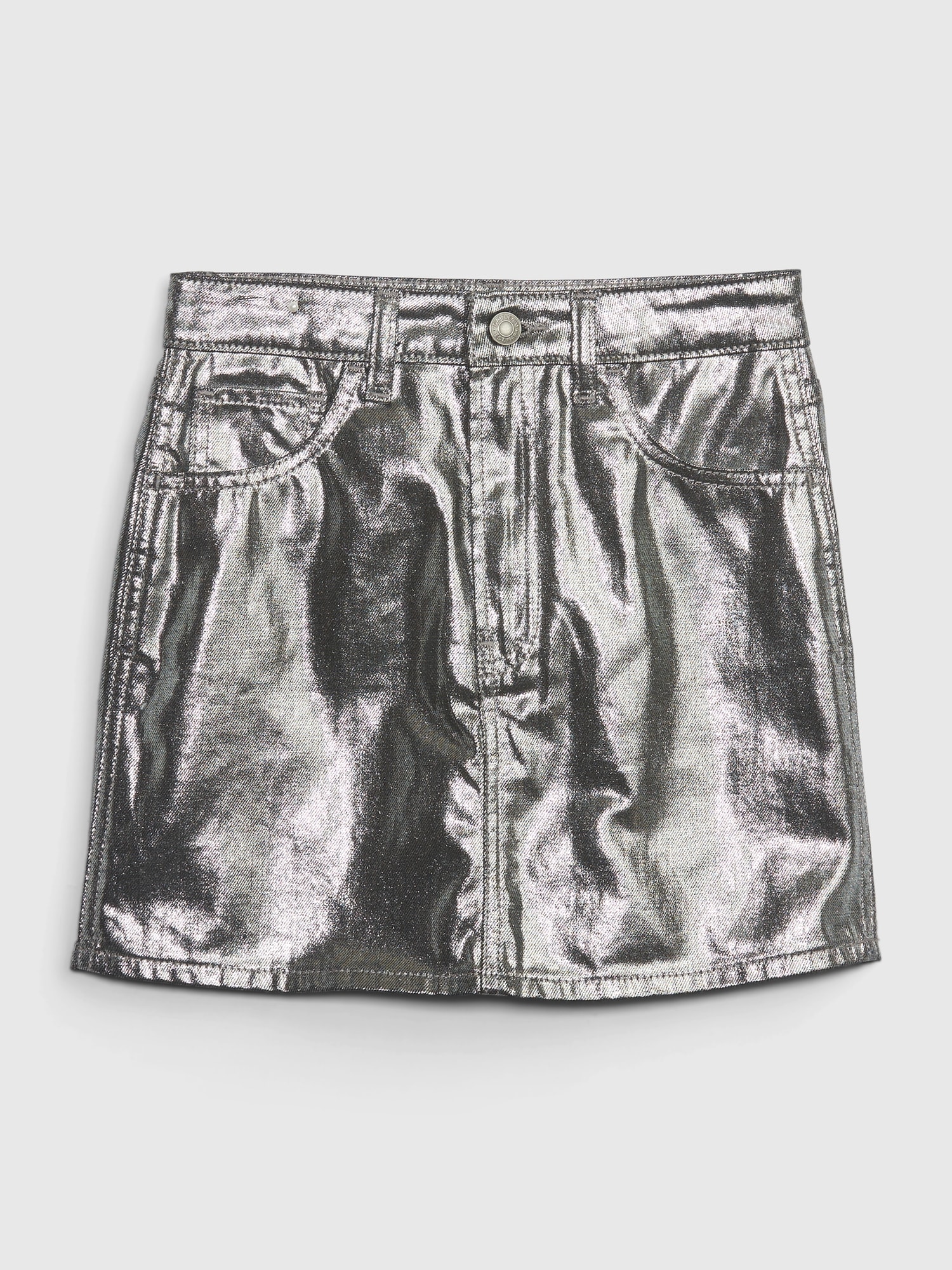 Kids Metallic Denim Mini Skirt Gap