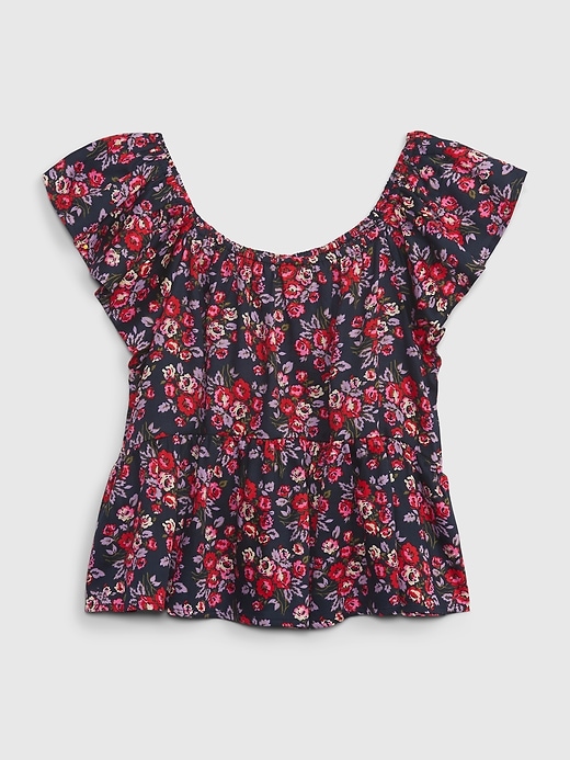 View large product image 1 of 1. Kids Floral Flutter Sleeve Top