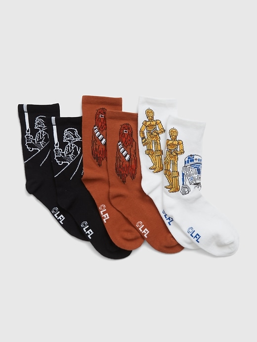 1 of 8 showing, with the color multi of product GapKids &#124 Star Wars™ Crew Socks (3-Pack)