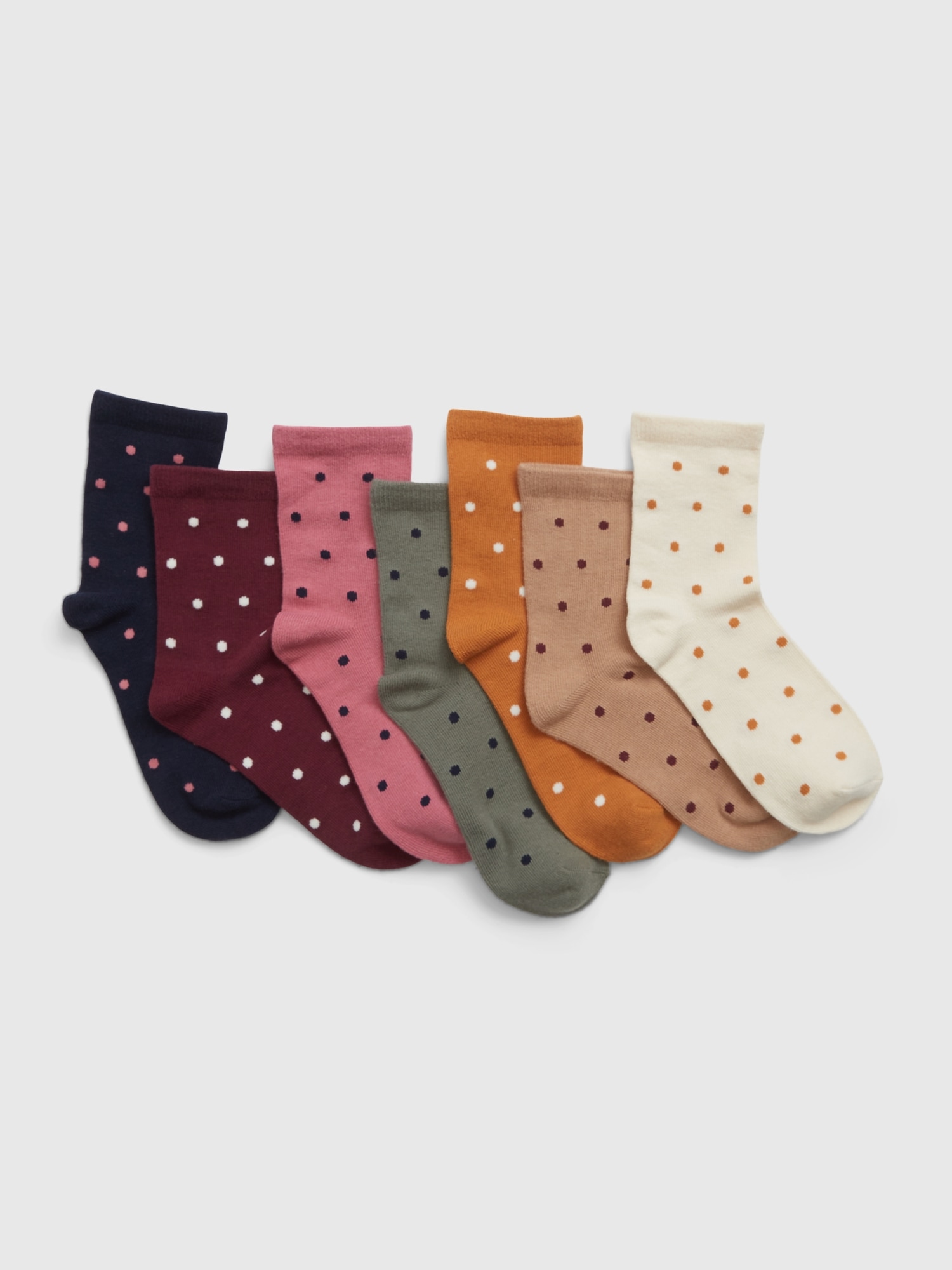 Kids PolkaDot Crew Socks (7Pack) Gap