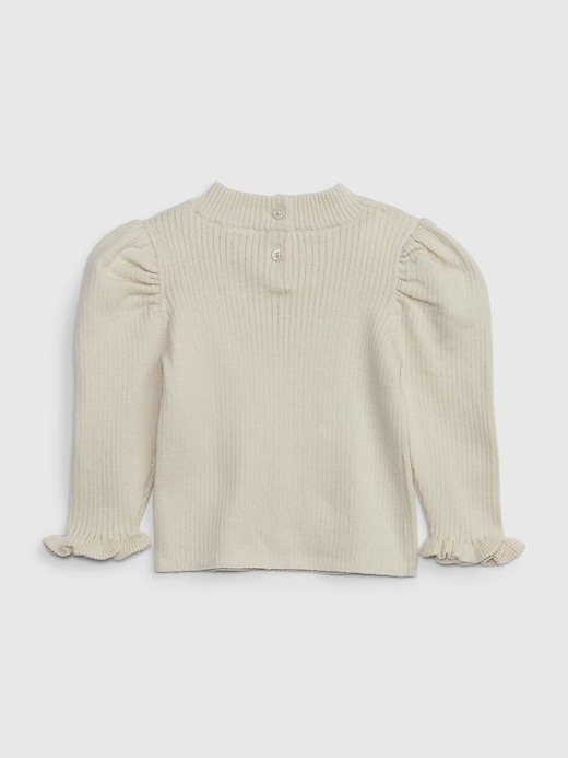 2 of 8 showing, with the color chino beige of product Baby Puff Sleeve Rib Top