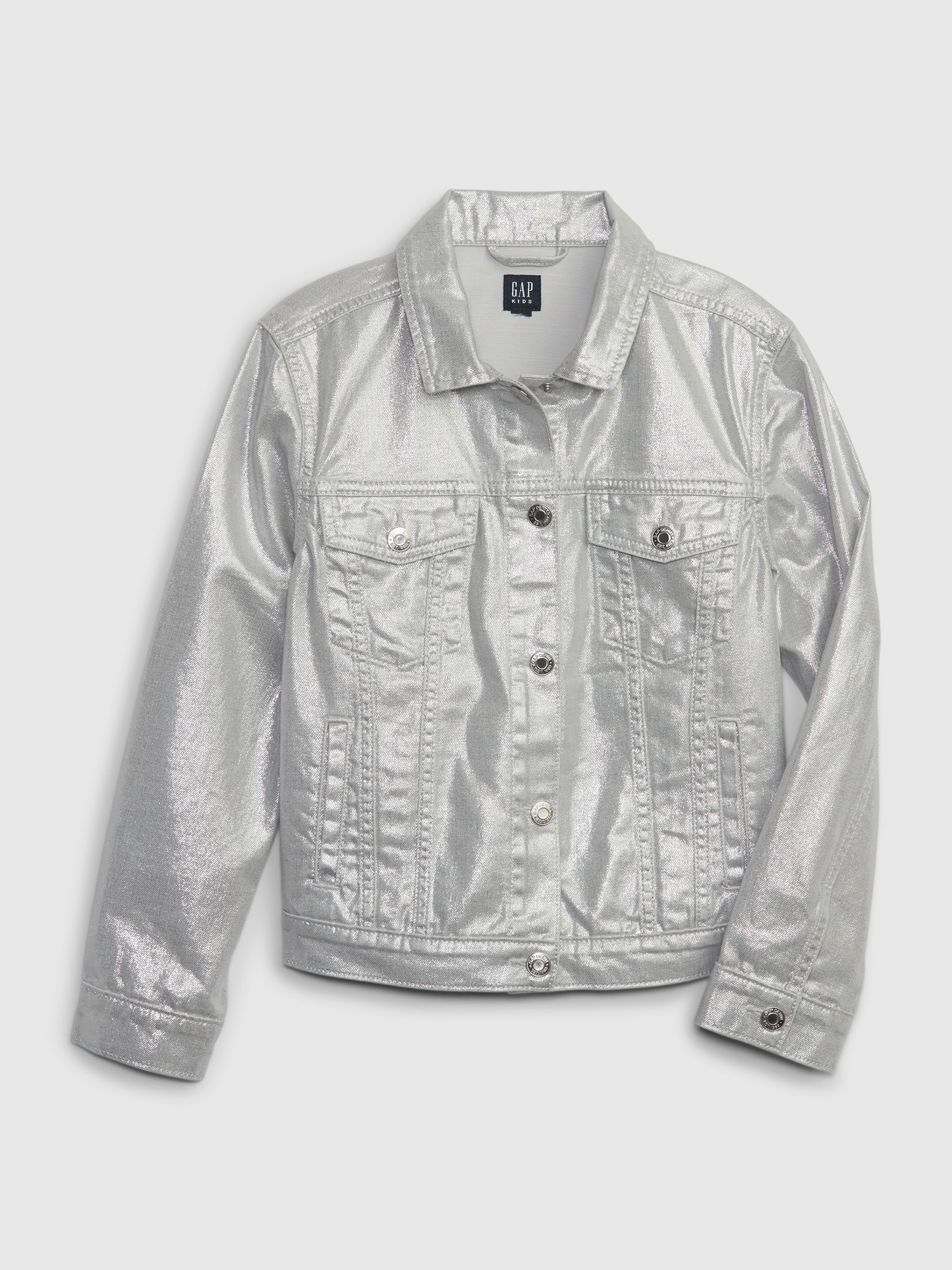 Shine For You Metallic Trucker Jacket - Silver