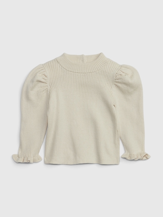 1 of 8 showing, with the color chino beige of product Baby Puff Sleeve Rib Top