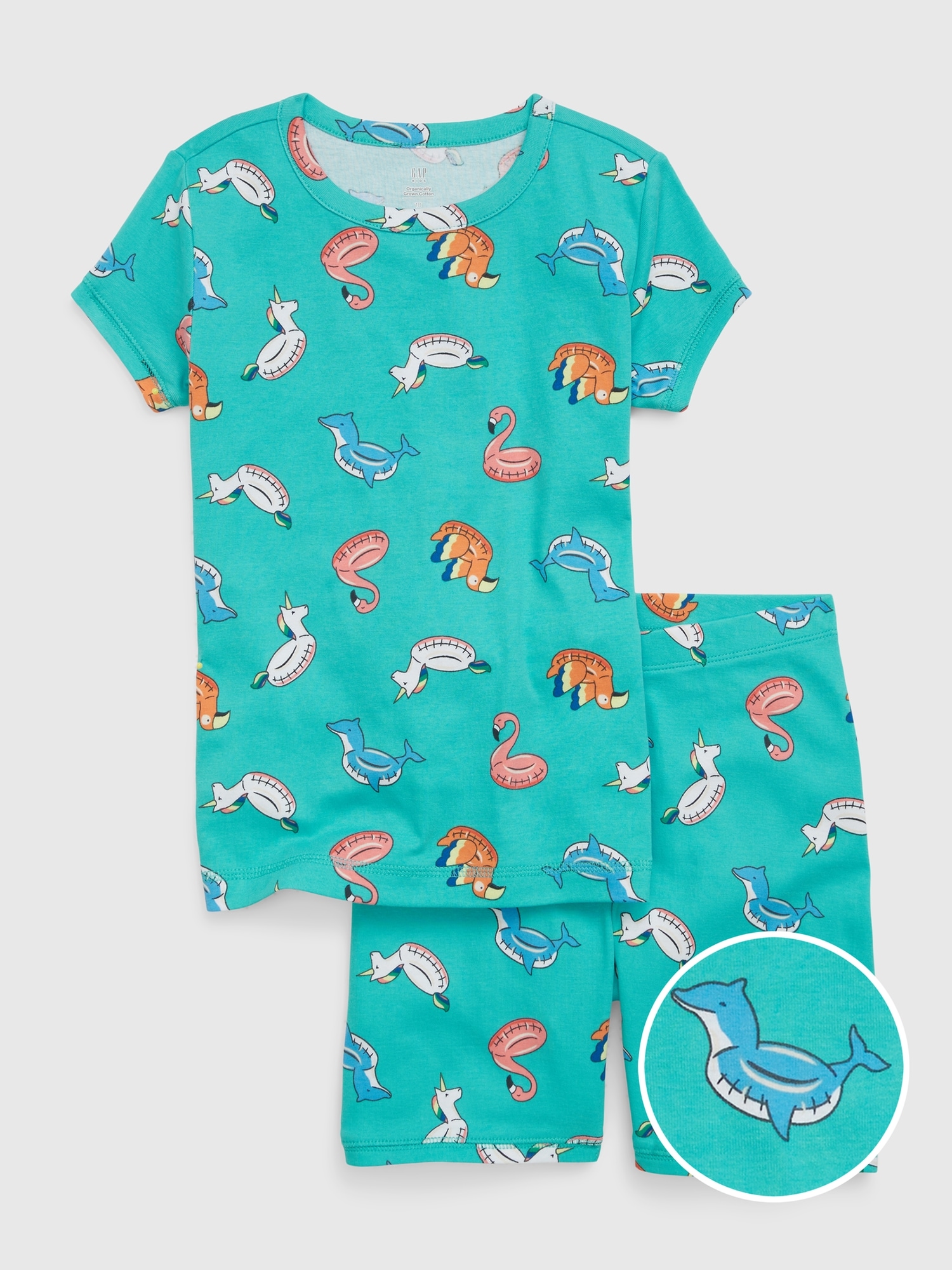 Gap Kids 100% Organic Cotton Print PJ Shorts Set blue. 1