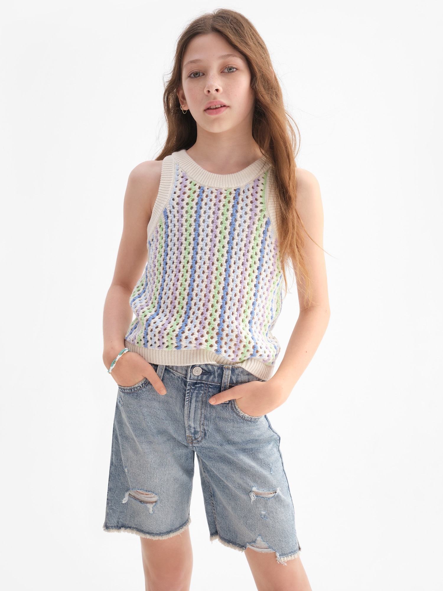 Gap Kids High Rise '90s Loose Bermuda Shorts with Washwell blue. 1 Gap Kids High Rise '90s Loose Bermuda Shorts with Washwell blue. 1