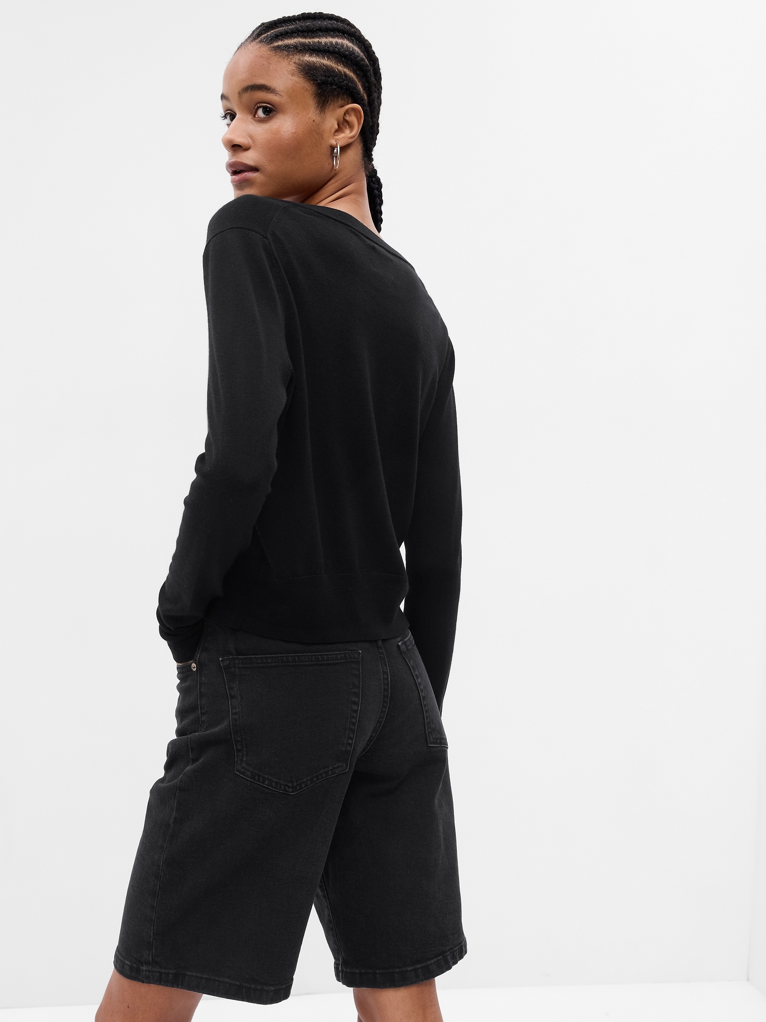 Merino wool short cardigan gap
