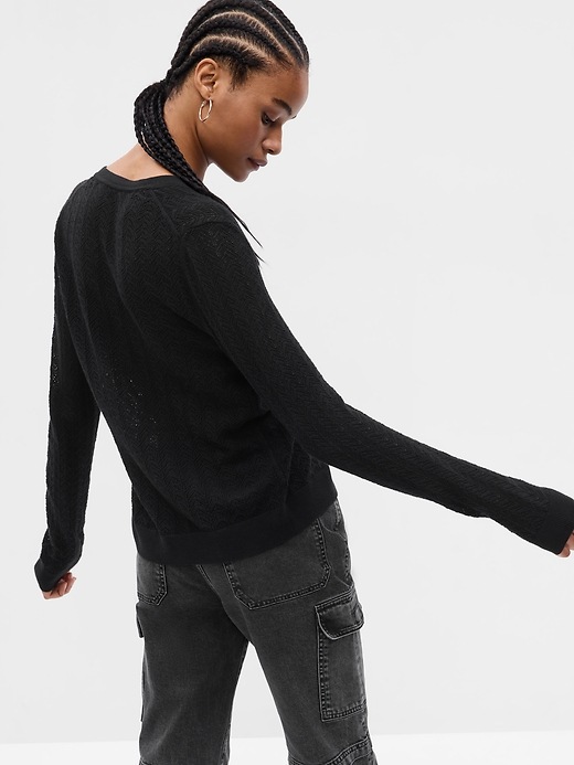 2 of 8 showing, with the color BLACK of product Pointelle Cardigan