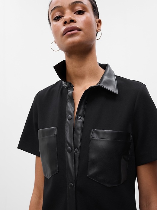 Vegan Leather Mini Shirtdress | Gap