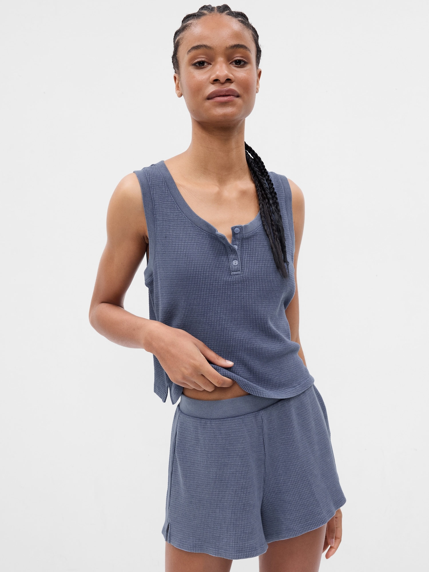 Waffle Henley PJ Tank Top | Gap