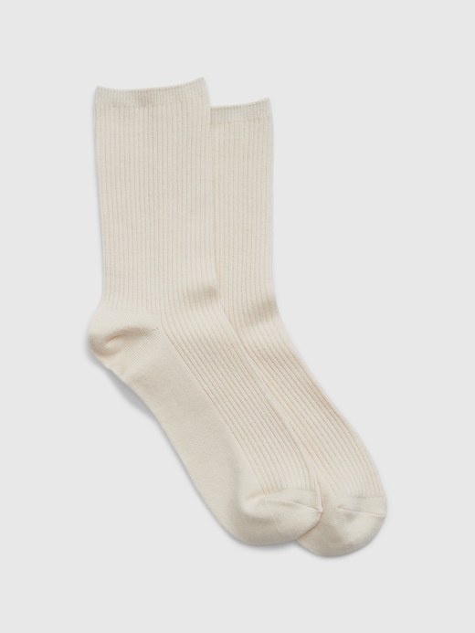 1 of 8 showing, with the color chino beige of product Glitter Rib Crew Socks