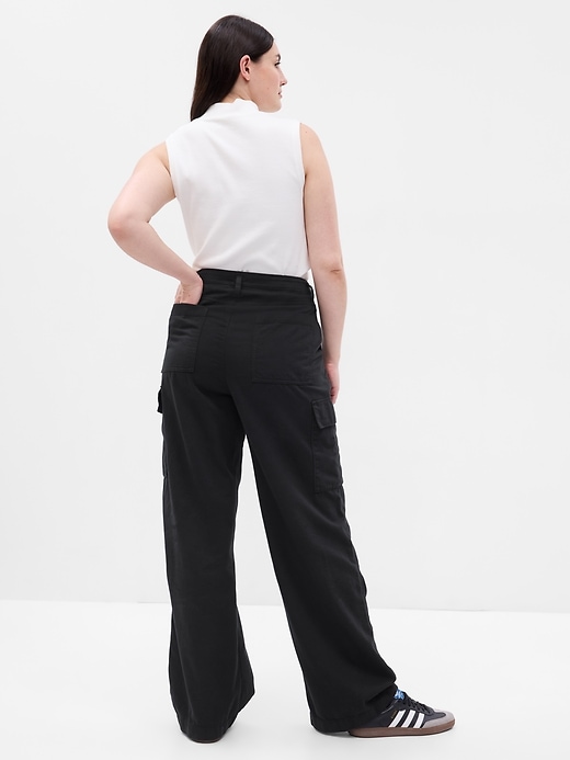 Image number 5 showing, Mid Rise Twill Loose Cargo Pants