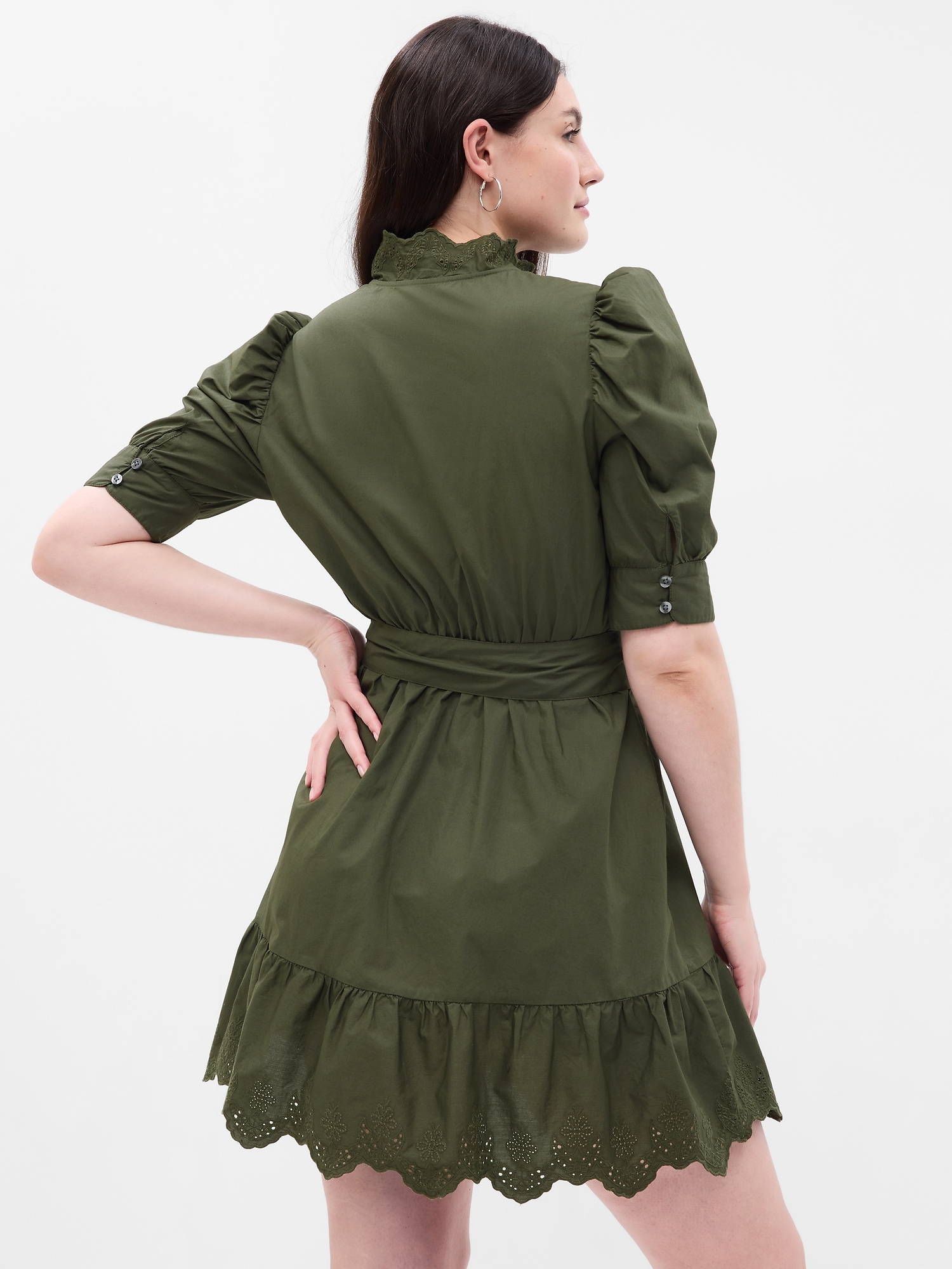 Puff Sleeve Eyelet Mini Dress Gap