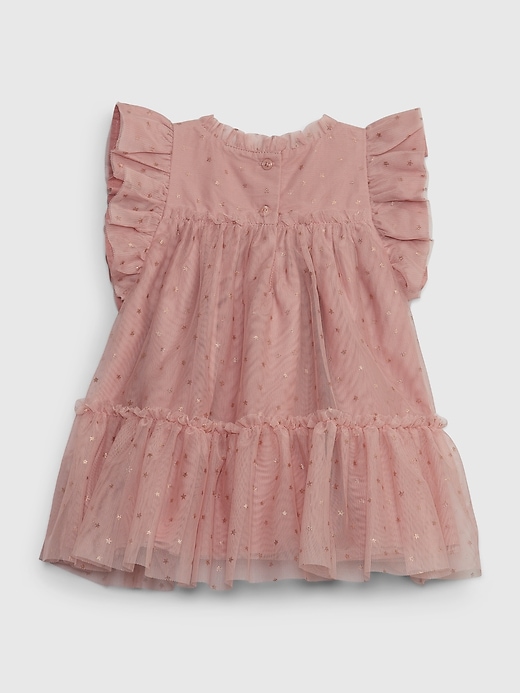2 of 8 showing, with the color antique pink of product Baby Tulle Flutter Dress