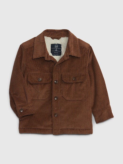 1 of 8 showing, with the color BRAZEN BROWN of product Toddler Sherpa-Lined Corduroy Shirt Jacket