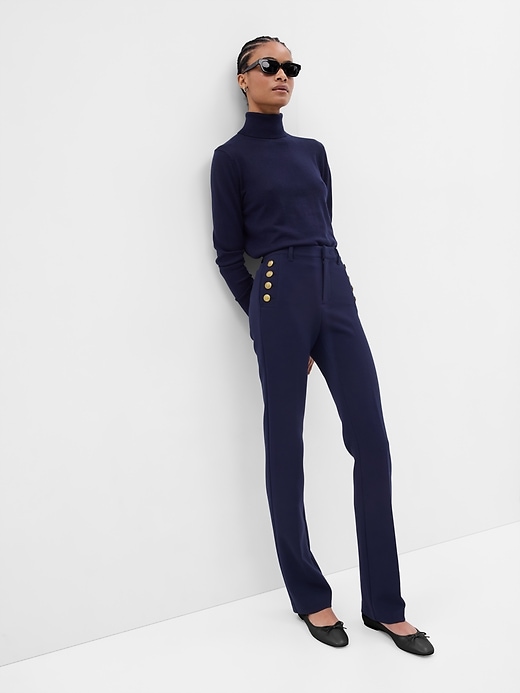 1 of 8 showing, with the color navy blue of product Mid Rise Baby Boot Pants