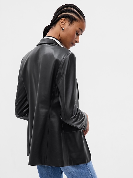 2 of 8 showing, with the color black faux leather of product Vegan Leather Blazer