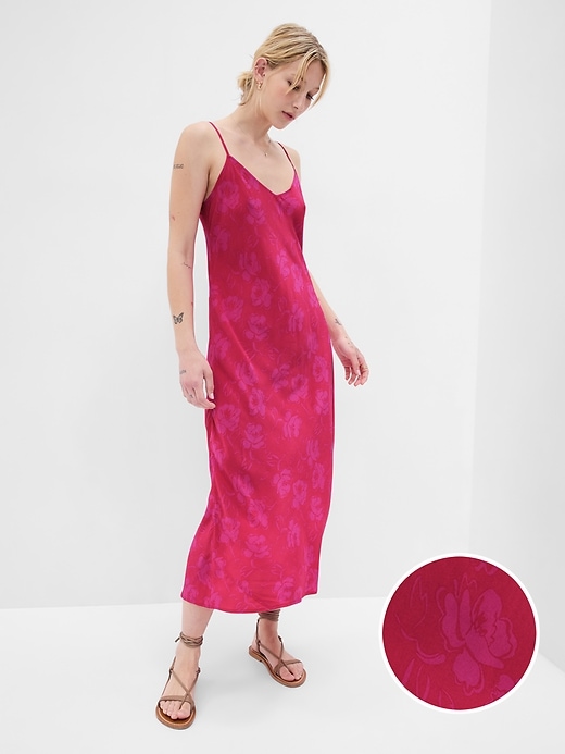 1 of 8 showing, with the color pink floral of product Midi Slip Dress