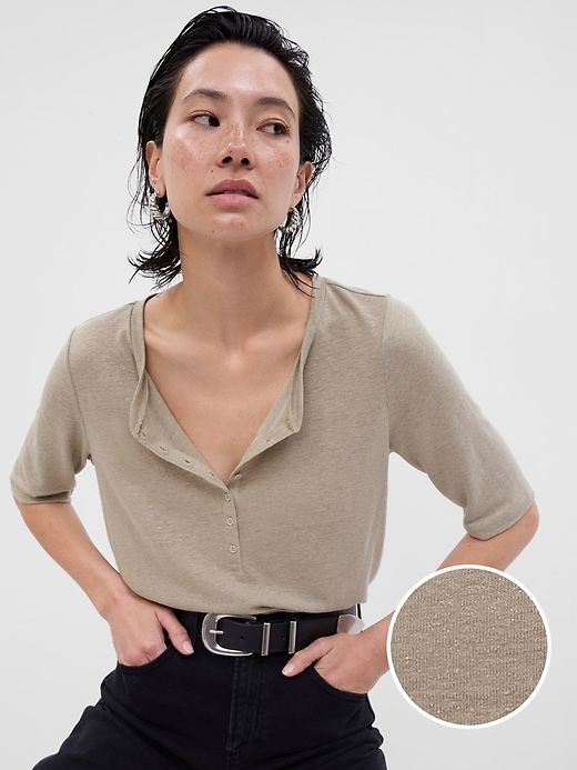 LinenBlend Henley TShirt Gap