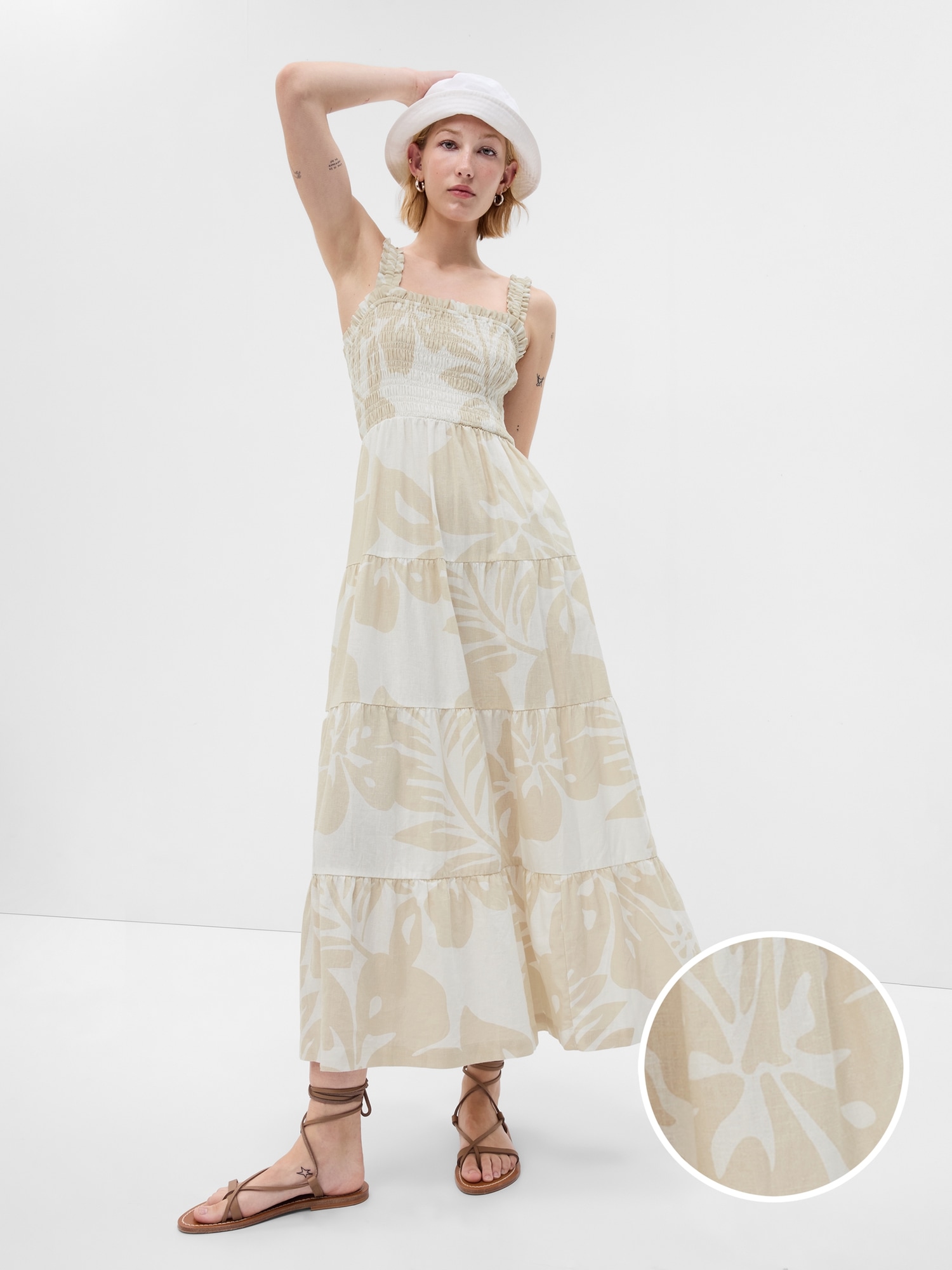 Linen-Blend Tiered Maxi Dress | Gap