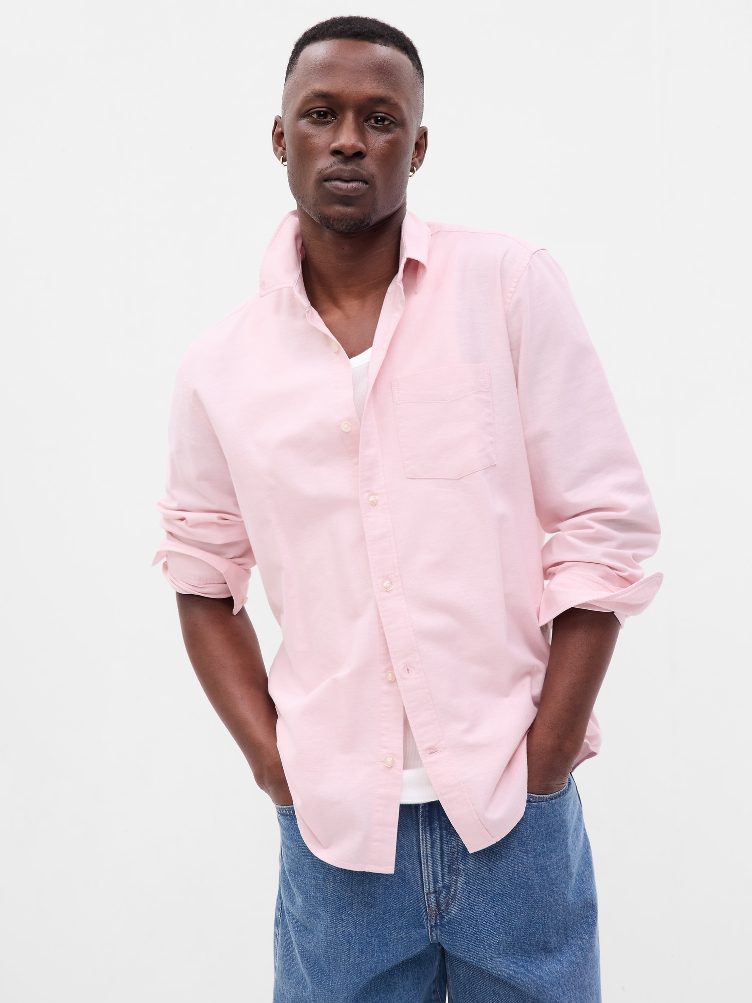 Gap Classic Oxford Shirt In Standard Fit In Pink