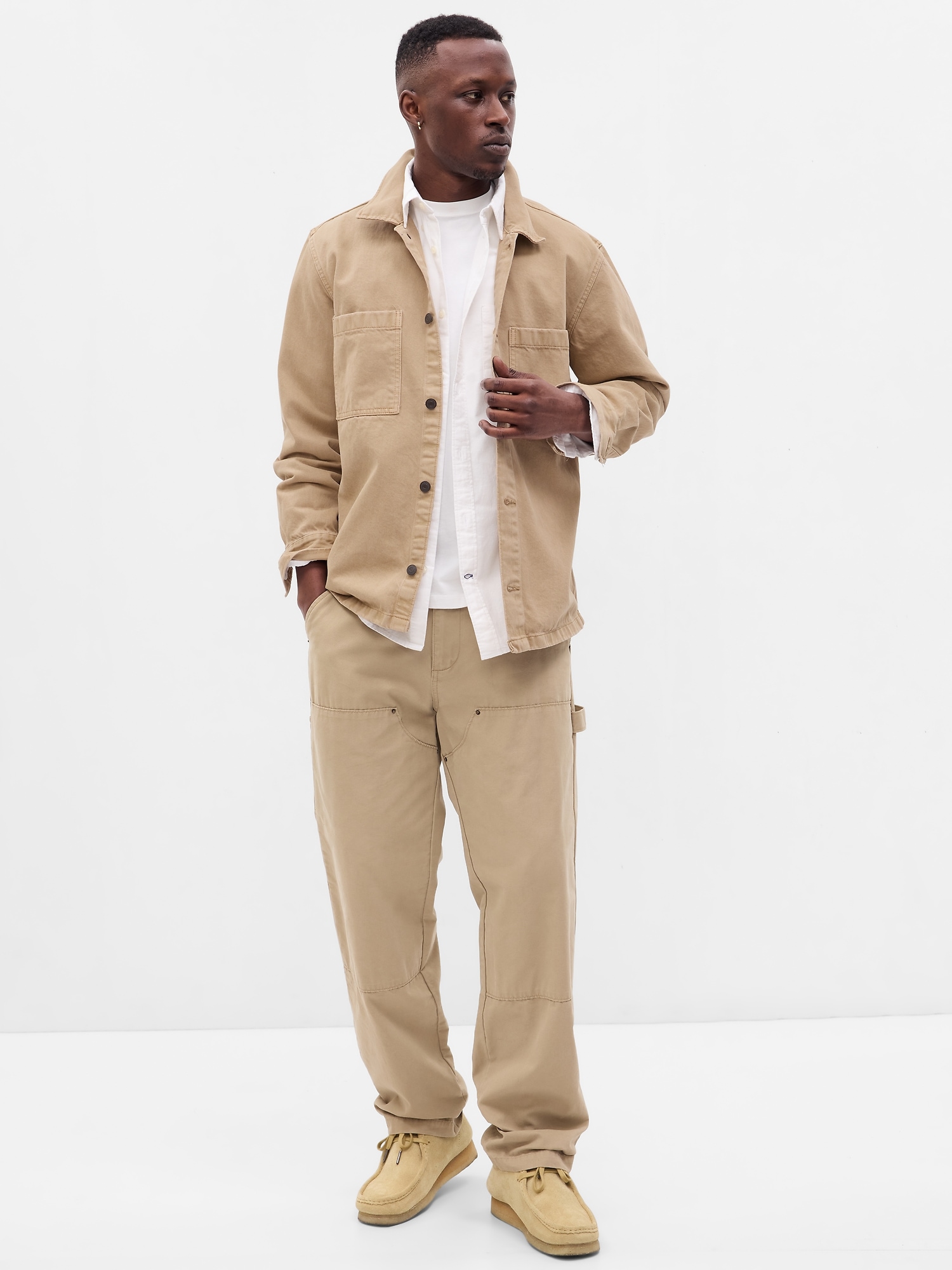 Gap Denim Utility Big Shirt With Washwell In Classic Khaki