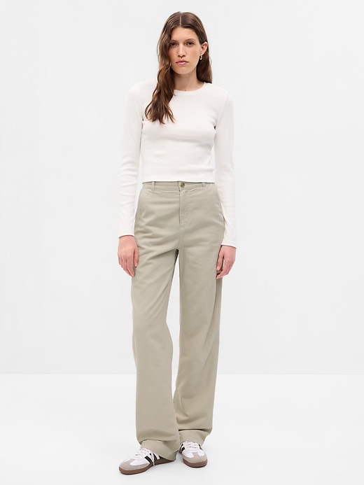 1 of 8 showing, with the color bedrock beige of product Mid Rise Loose Carpenter Pants