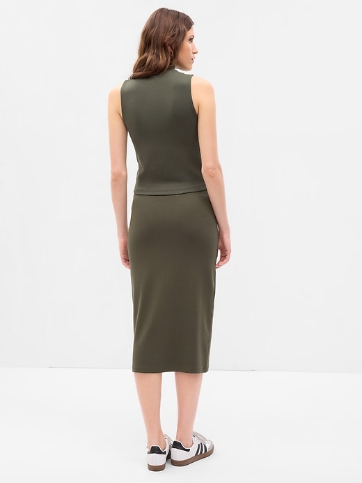 2 of 8 showing, with the color deep green of product Knit Midi Skirt