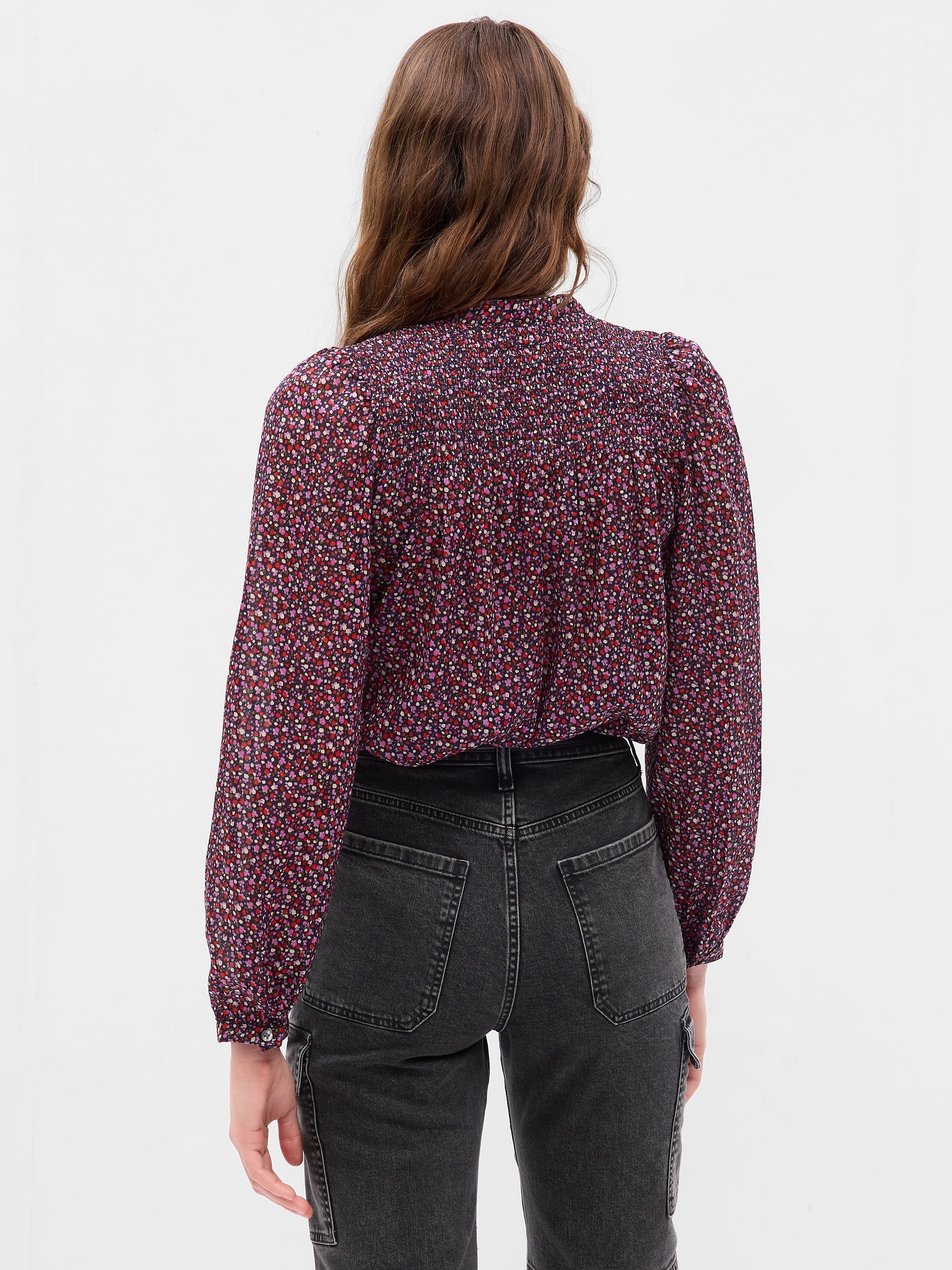 Smocked Floral Shirt
