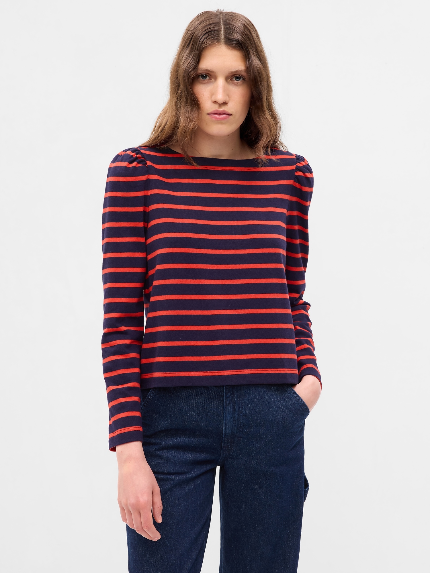 Puff Sleeve Boatneck T-Shirt