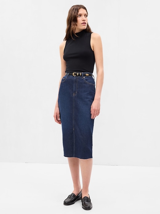 Image number 1 showing, Denim Pencil Midi Skirt