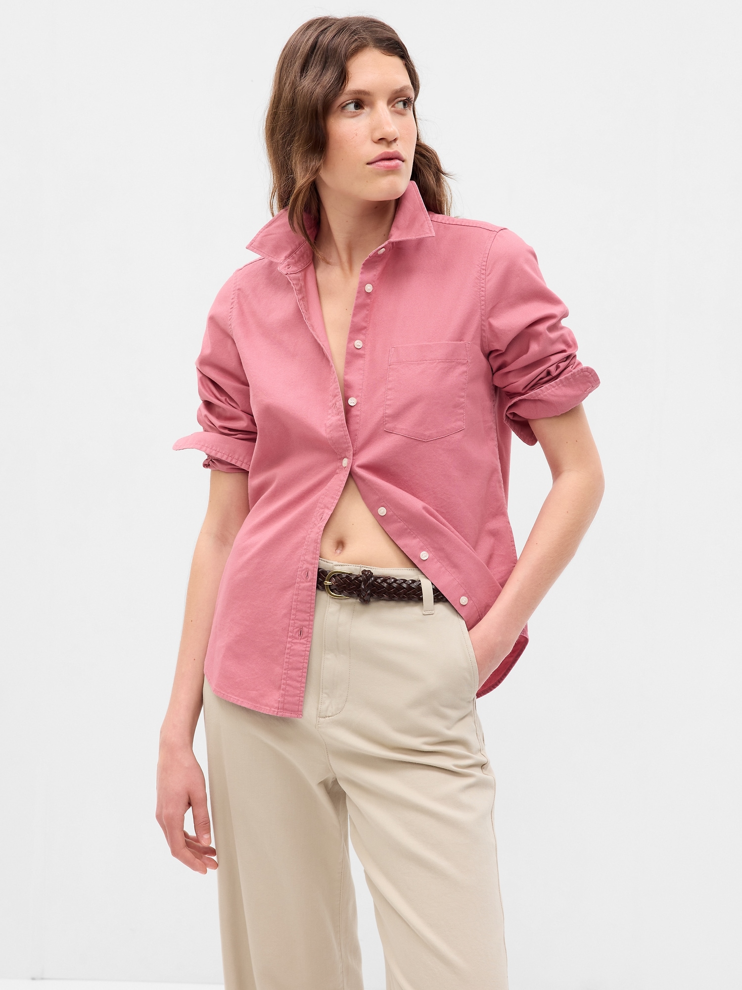 Gap pink on sale shirt womens