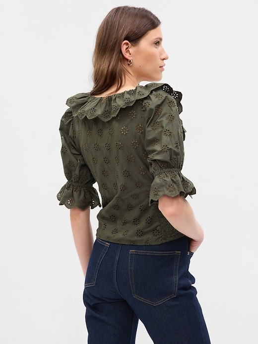 Eyelet ruffle top shop
