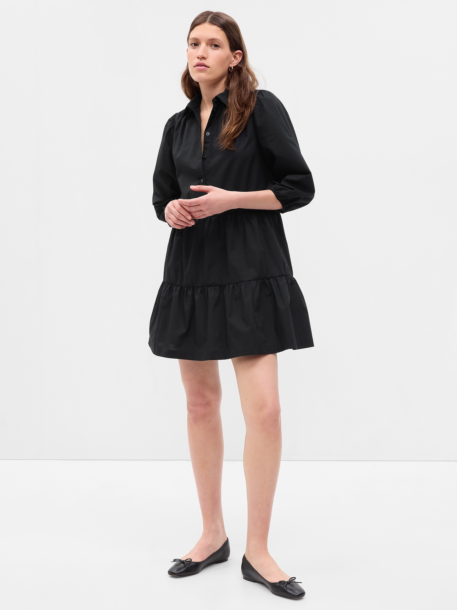 Tiered Mini Shirtdress