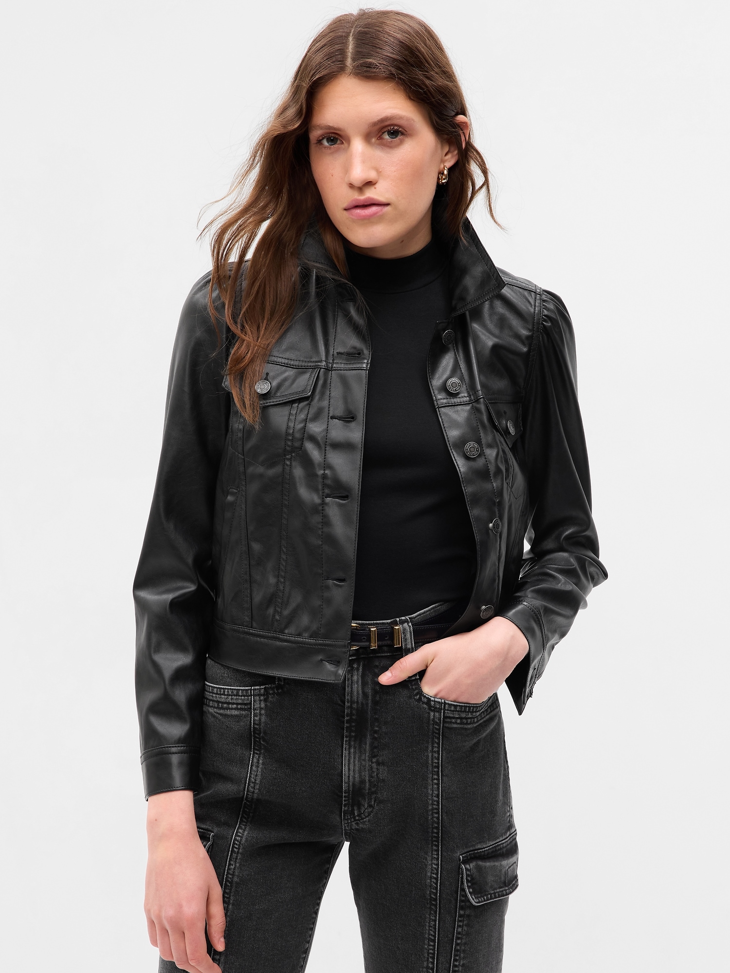 Puff Sleeve Leather Jacket