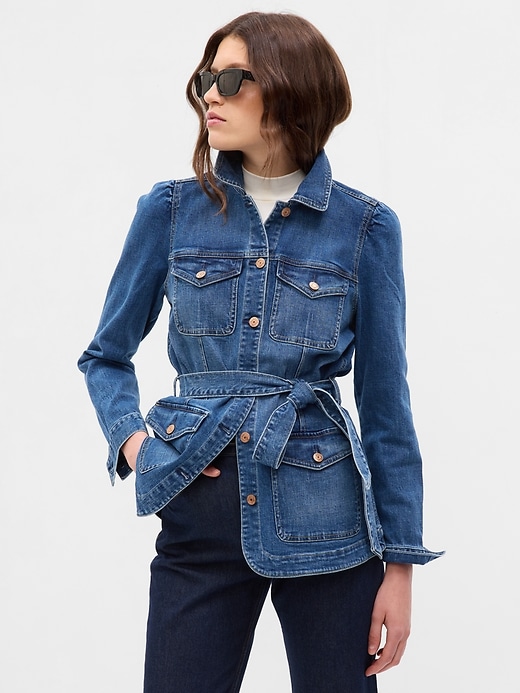 Image number 1 showing, Puff Sleeve Denim Jacket