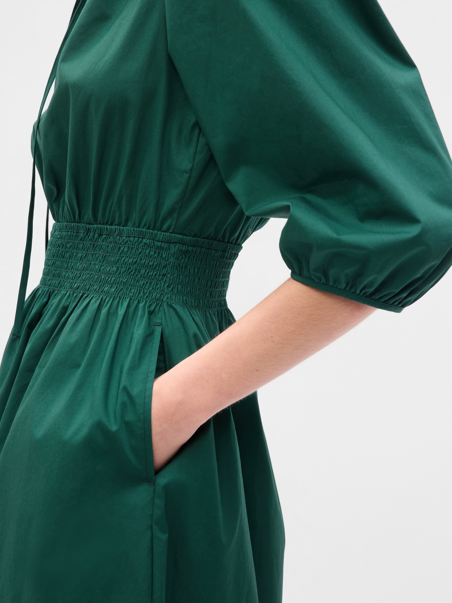 Puff Sleeve Smocked Midi Dress | Gap