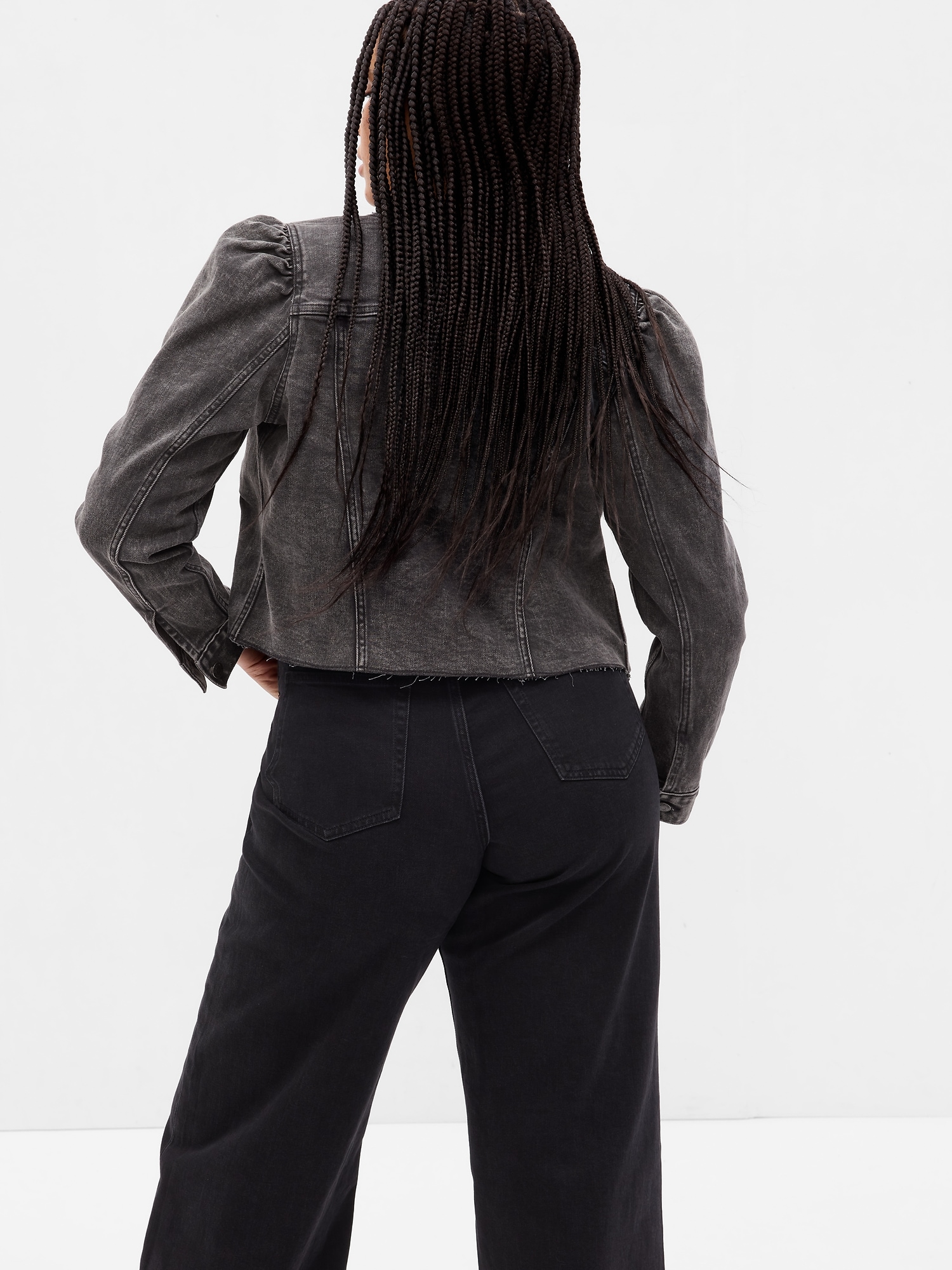 Puff Sleeve Denim Jacket Gap